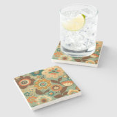 Kute retro- bloemen stenen onderzetter (Zijkant)