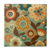 Kute retro- bloemen tegeltje (Voorkant)