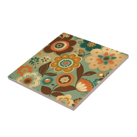 Kute retro- bloemen tegeltje (Zijkant)