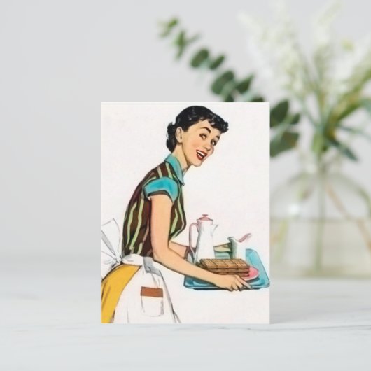 Kute retro briefkaart (Staand voorkant)