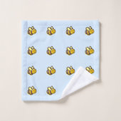 Kute Retro Bumble Bees op Light Blue Bad Handdoek (Wasdoekje)