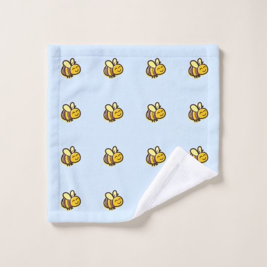 Kute Retro Bumble Bees op Light Blue Bad Handdoek (Wasdoekje)