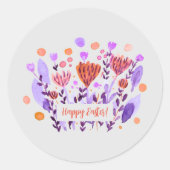 Kute retro-doodle bloemen Pasen Sticker (Voorkant)