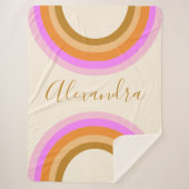 Kute Retro Double Rainbow Personated Script Roze Sherpa Deken (Voorkant)