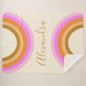 Kute Retro Double Rainbow Personated Script Roze Sherpa Deken (Voorkant (horizontaal))