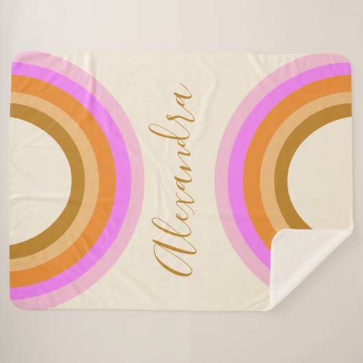 Kute Retro Double Rainbow Personated Script Roze Sherpa Deken (Voorkant (horizontaal))