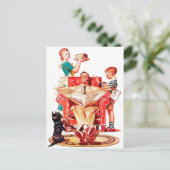 Kute retro  familie, elk doel briefkaart (Staand voorkant)