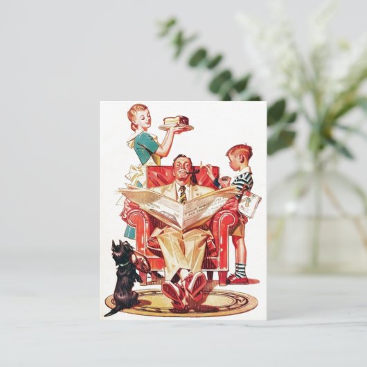 Kute retro  familie, elk doel briefkaart (Staand voorkant)