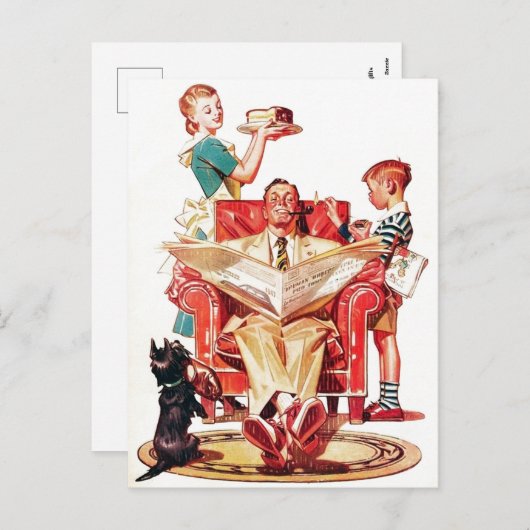 Kute retro  familie, elk doel briefkaart (Voorkant / Achterkant)