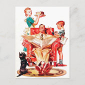 Kute retro  familie, elk doel briefkaart (Voorkant)