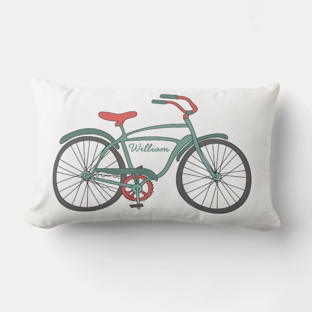 Kute Retro-fietsen met persoonlijke namen Kussen (Voorkant)