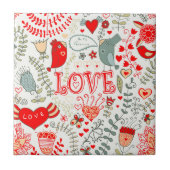 Kute Retro Floral Illustration Valentijns Design Tegeltje (Voorkant)