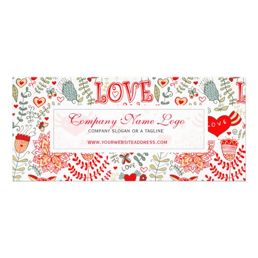 Kute Retro Floral Valentijns  Design Reclamekaart (Voorkant)