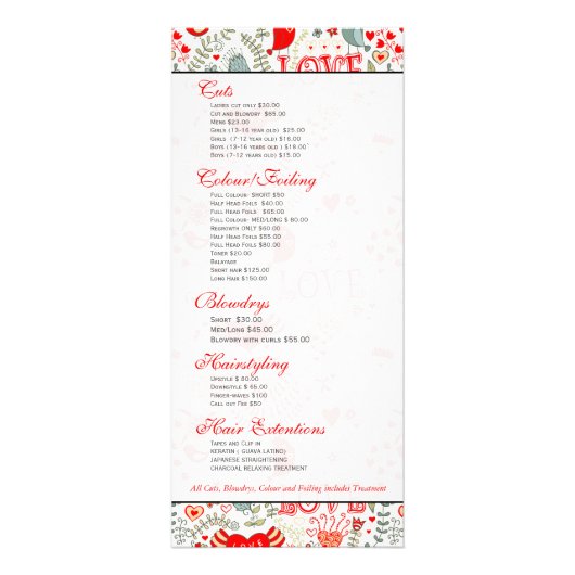 Kute Retro Floral Valentijns  Design Reclamekaart (Achterkant)