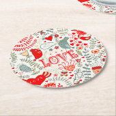 Kute Retro Floral Valentijns  Design Ronde Kartonnen Onderzetter (Gebogen)