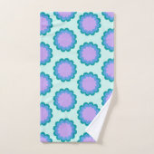 Kute Retro Flower Pattern in Mint en Paars Bad Handdoek (Handdoek)