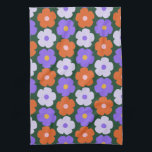 Kute Retro Flower Pattern in Paars and Green Theedoek<br><div class="desc">Kute Retro Flower Pattern in Paars en Green Kitchen Towel</div>