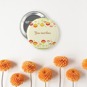 Kute retro flower tuin met naam ronde button 5,7 cm