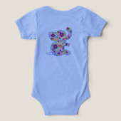 Kute Retro Flowers Cartoon Style Elephant (Design achterkant)