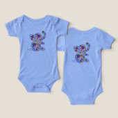 Kute Retro Flowers Cartoon Style Elephant (Ontwerp Voorkant & Achterkant)