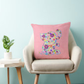 Kute Retro Flowers Cartoon Style Elephant Kussen (Stoel)