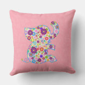 Kute Retro Flowers Cartoon Style Elephant Kussen (Achterkant)