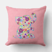 Kute Retro Flowers Cartoon Style Elephant Kussen (Voorkant)