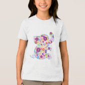Kute Retro Flowers Cartoon Style Elephant Tri-Blend Shirt (Voorkant)