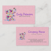 Kute Retro Flowers Cartoon Style Elephant Visitekaartje (Voorkant / Achterkant)