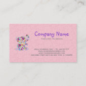 Kute Retro Flowers Cartoon Style Elephant Visitekaartje (Achterkant)