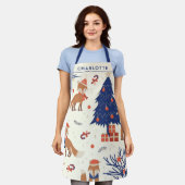 Kute Retro Fox en kerstboom op maat Schort (Gedragen)