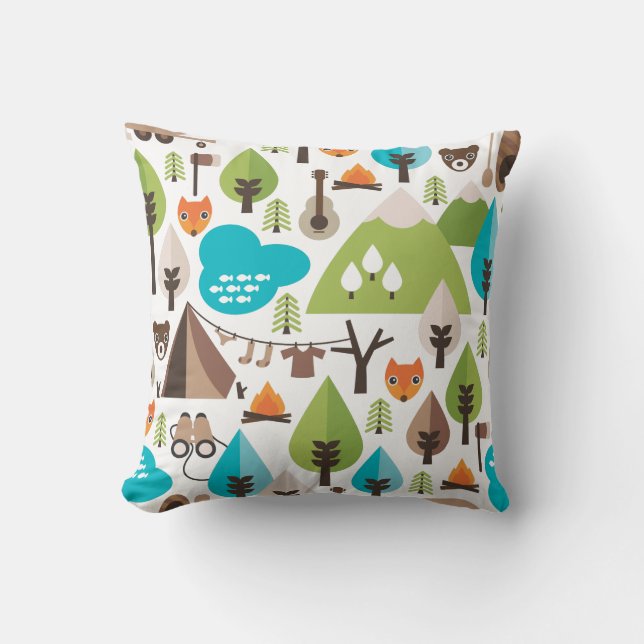 Kute retro fox wildlife patroonkussen hoesje kussen (Voorkant)