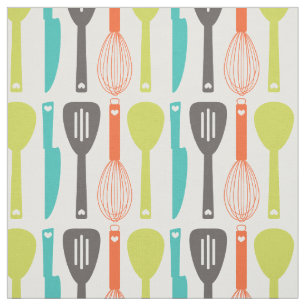 Kute Retro Green Oranje Kitchen Utainers Pattern Stof