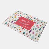 Kute Retro kerstbomen Deurmat (Schuin)