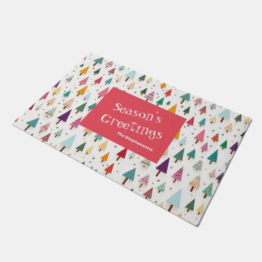 Kute Retro kerstbomen Deurmat (Schuin)