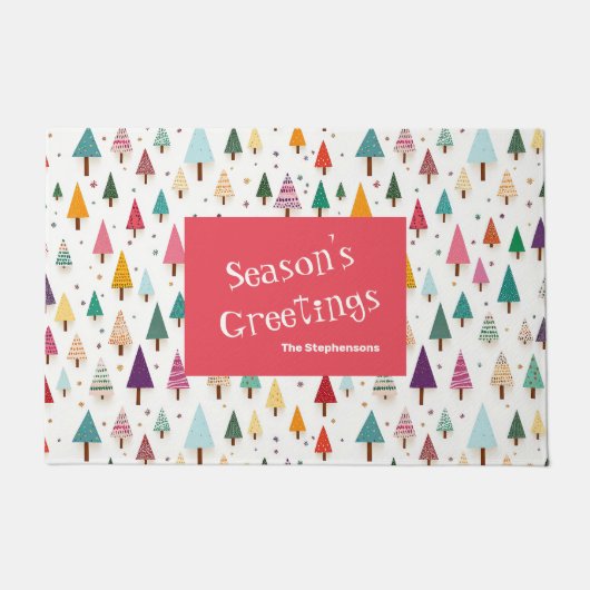 Kute Retro kerstbomen Deurmat (Voorkant)