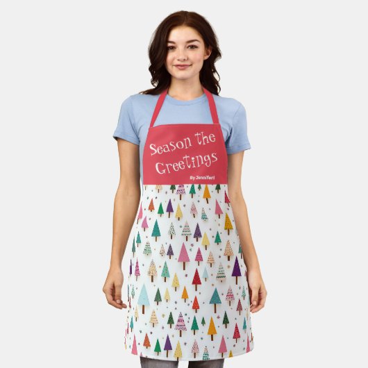 Kute Retro kerstbomen Schort (Gedragen)
