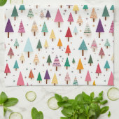 Kute Retro kerstbomen Theedoek (Gevouwen)