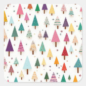 Kute Retro kerstbomen Vierkante Sticker (Voorkant)