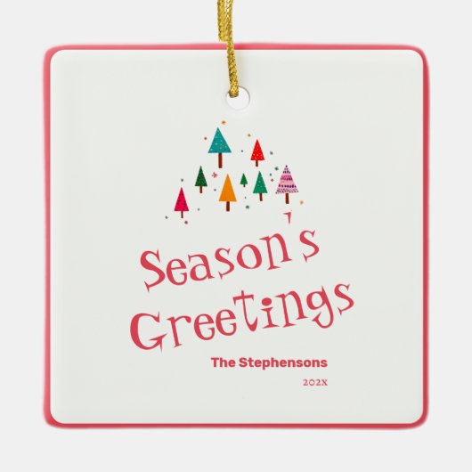 Kute Retro kerstboomversiering Keramisch Ornament (Voorkant)