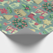 Kute Retro Kerstmis Cadeaupapier (Hoek)
