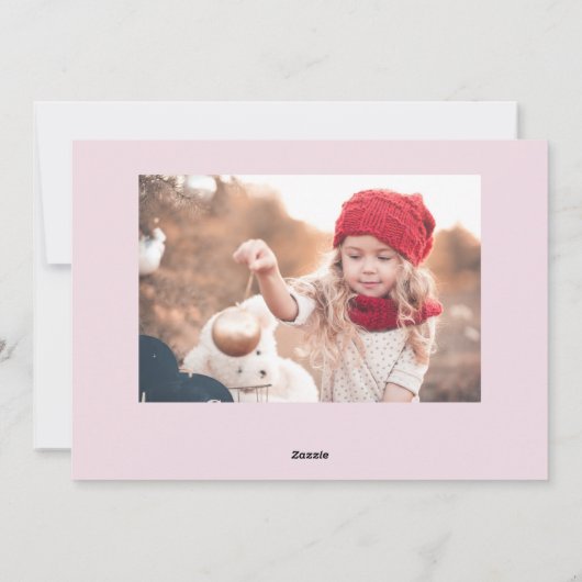 Kute Retro Kerstmis | Roze en rood Feestdagenkaart (Achterkant)