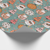Kute Retro-kerstpatroon Cadeaupapier (Hoek)