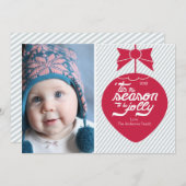 Kute Retro kerstsierfotokaart Feestdagenkaart (Voorkant / Achterkant)