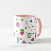 Kute Retro kerstversieringen Aangepaste microfoon Mok (Voorkant rechts)