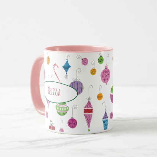 Kute Retro kerstversieringen Aangepaste microfoon Mok (Voorkant links)