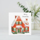 Kute  Retro Merry Kerstwinter Cottage Feestdagenkaart (Staand voorkant)