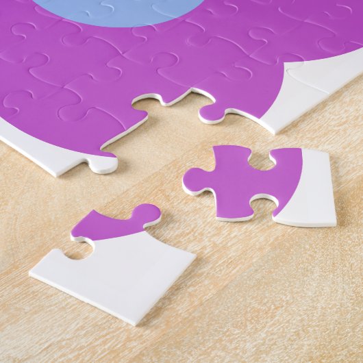 Kute Retro Mod Pop Flower Pattern in Paars Legpuzzel (Zijkant)