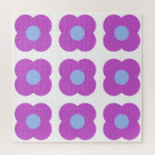 Kute Retro Mod Pop Flower Pattern in Paars Legpuzzel (Verticaal)