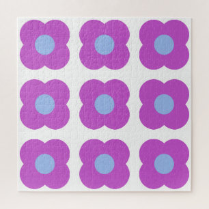 Kute Retro Mod Pop Flower Pattern in Paars Legpuzzel